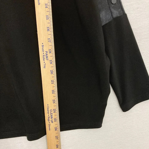 Sympli Black Two Tone Crew Neck Button Detail Stretch Pullover Top size 8 - Picture 4 of 9